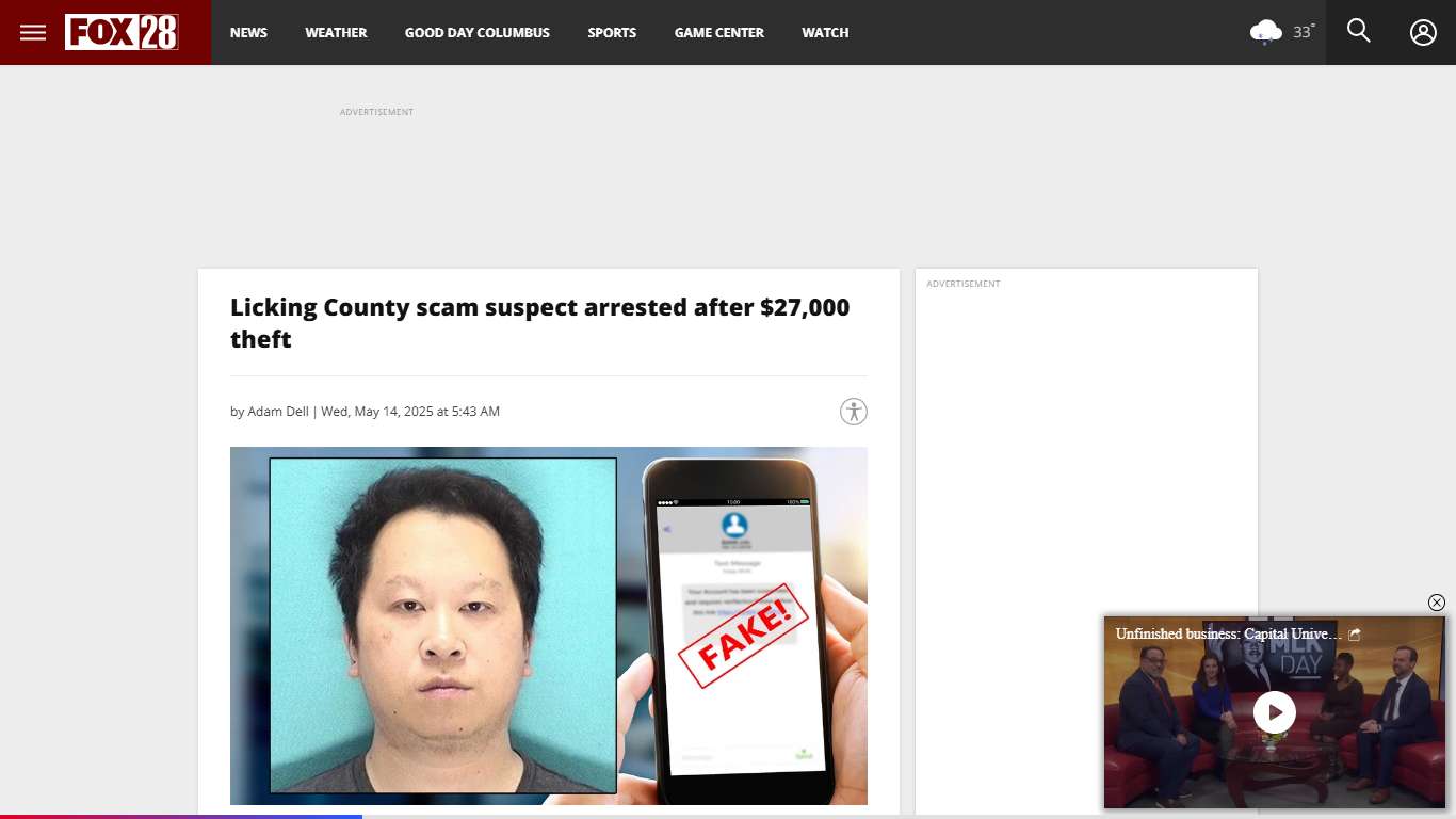 Licking County scam suspect arrested after $27,000 theft